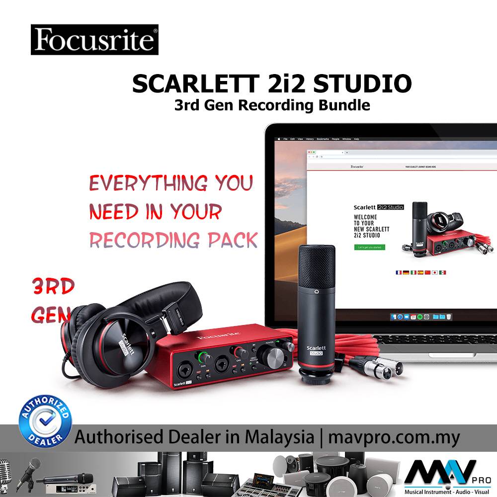Focusrite Scarlett 2i2 Studio 3rd Gen Recording Bundle Mavpro Malaysia