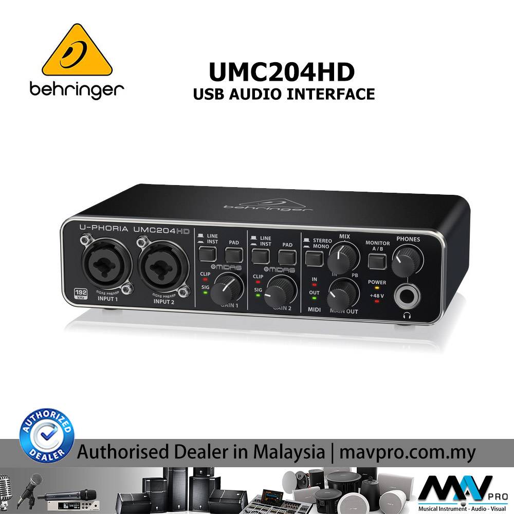 Behringer UPhoria UMC204HD USB Audio Interface Mavpro Malaysia