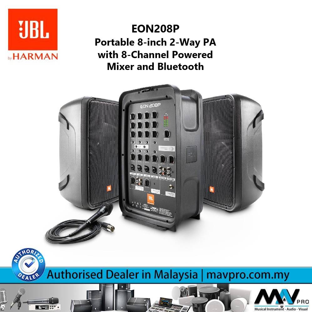 JBL EON208P 2-Way PA with 8-Channel Powered Mixer and Bluetooth