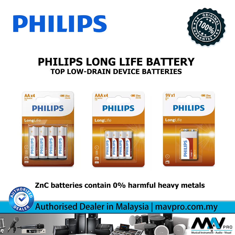 PHILIPS Long Life Battery AA / AAA / 9V l Mavpro Malaysia